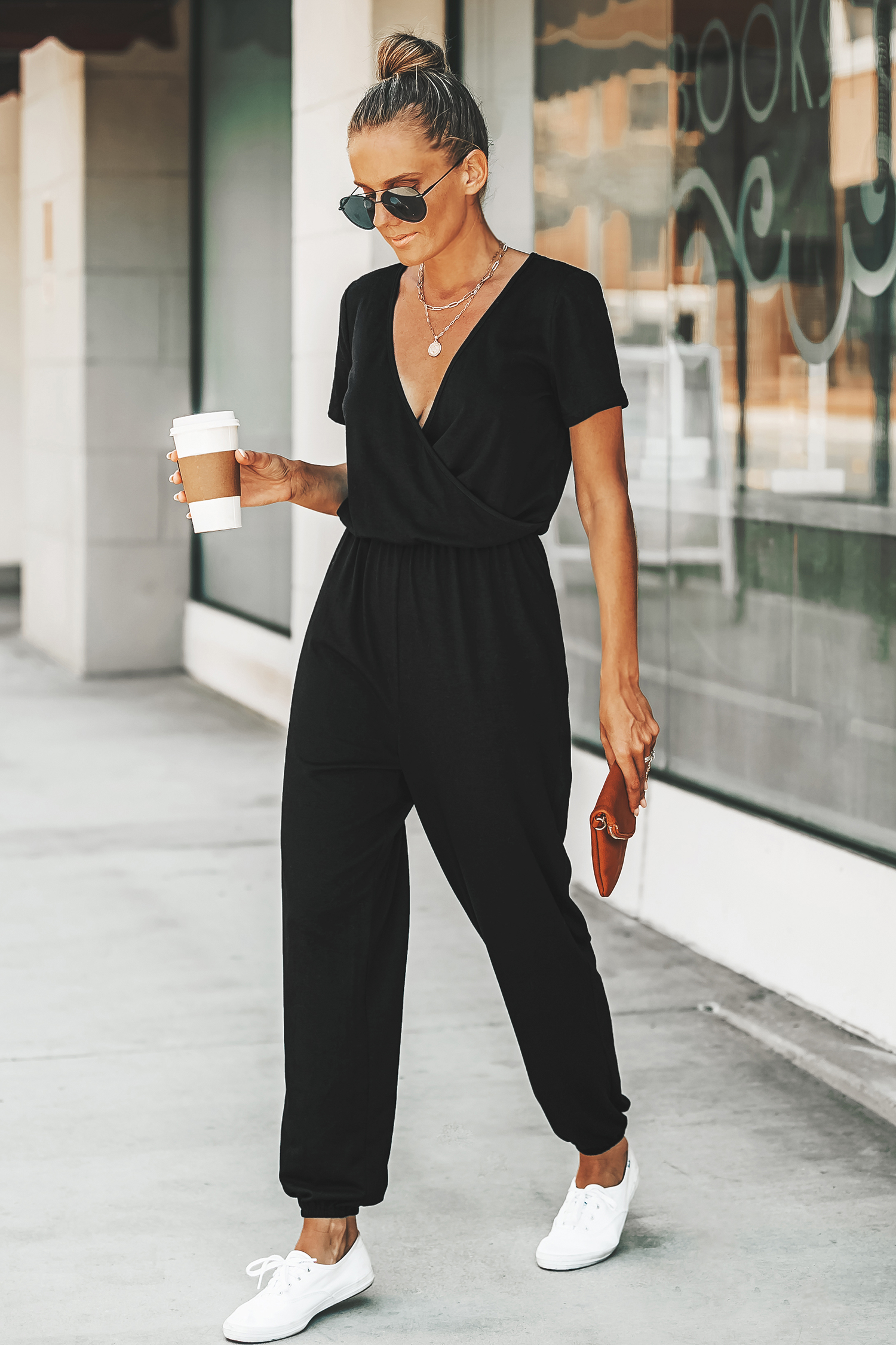 Danica V-neck Maxi Short Sleeve Jumpsuit | Customizable Fit | Cupshe